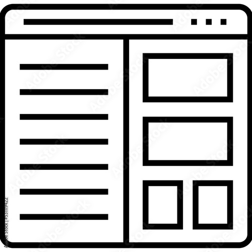 Split Screen Layout Line Vector Icon