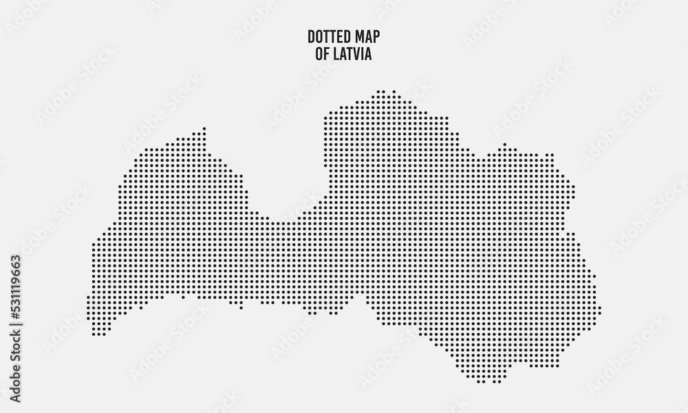 Latvia Map Silhouette with Simple Black Dotted Style