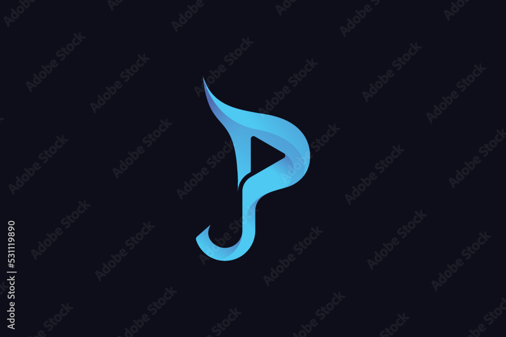 Unique Letter JP PJ and Play Button Logo Design Unique Letter JP PJ and Play Button Logo Design