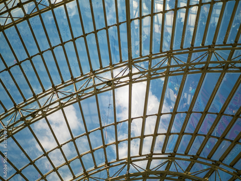 Glass ceiling. Roof of modern buildings