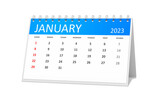 table calendar 2023 january isolated on transparent background