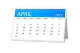 table calendar 2023 april isolated on transparent background