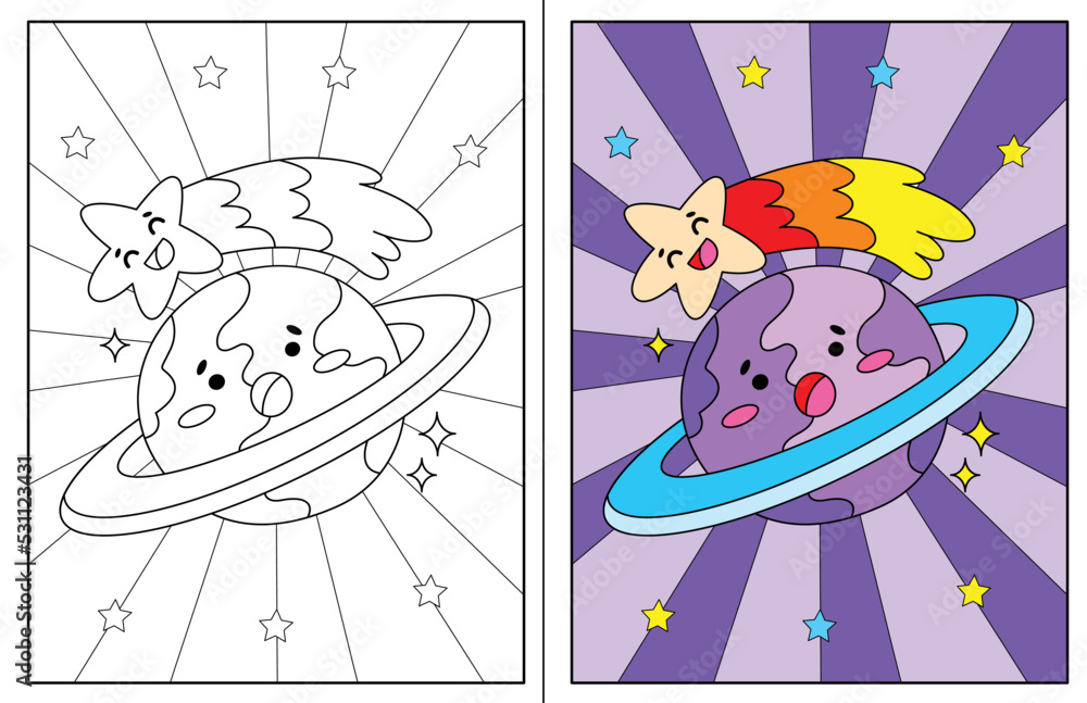 kawaii space coloring page kawaii space coloring page