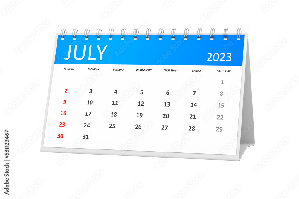 table calendar 2023 july isolated on transparent background table calendar 2023 july isolated on transparent background