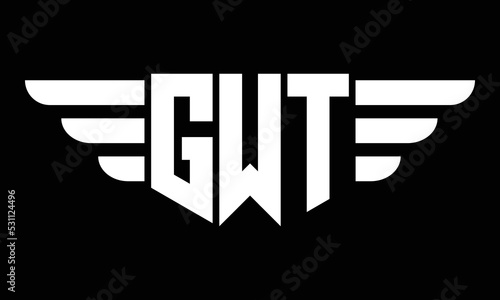 GW three-letter geometric initial letter logo design template.