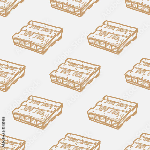 logistic pallet sketch vector seamless pattern on white background