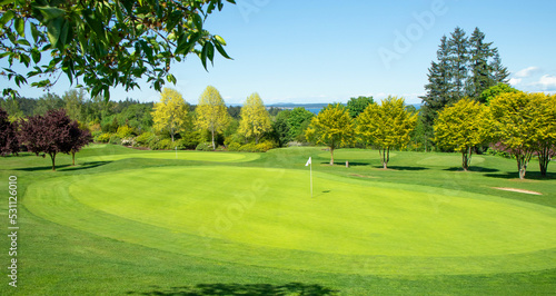 Scenic Golf course at Victoria, Canada. On a beautiful spring day. Vancouver Island is temperate enough for year round golfing.            