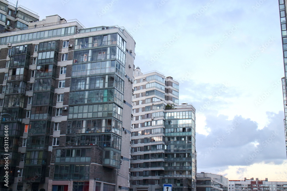 Fototapeta premium residential high-rise buildings in the city quarter