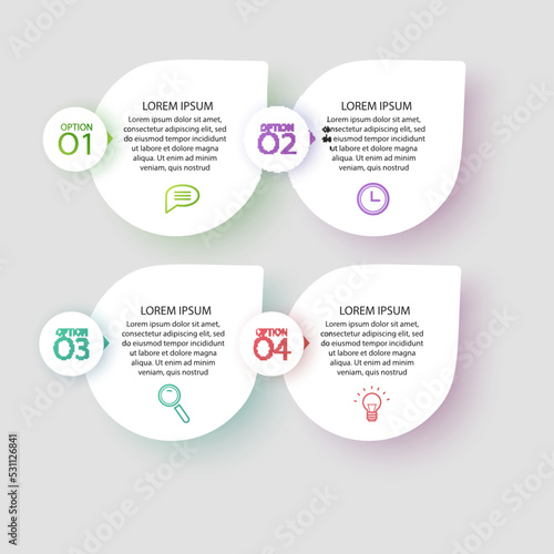 Infographic design business template with icons and 4 options or steps. Can be used for process diagram presentations workflow layout or banner vector illustration