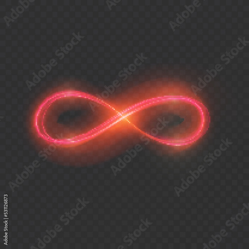 Red sign infinity or a rings of fire on transparent background, Vector format