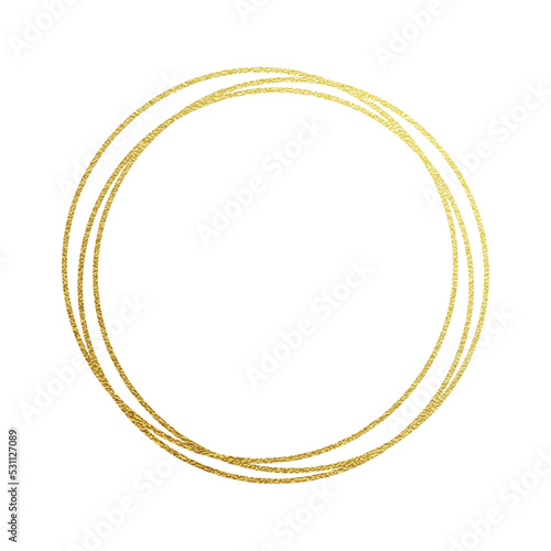 Gold sparkling circle of golden foil gilding. Rings of golden glitter texture. Festive vector background for Christmas and New Year decoration design