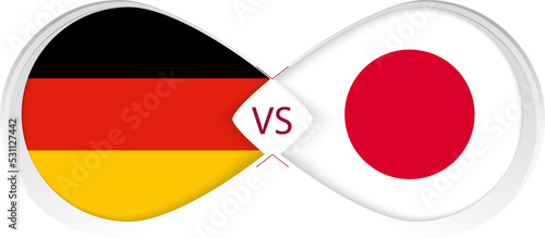 Free Download Germany vs Japan  in Football Competition, Group A. Versus icon on Football background. - GFXLoad