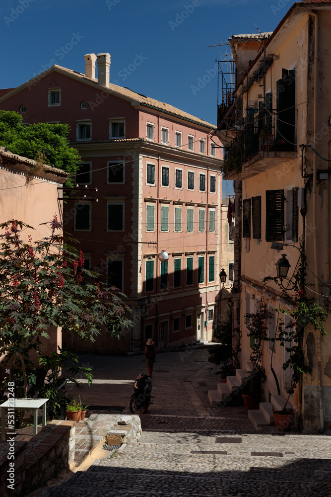 Historic buildings in the Old Town of Corfu, capital of the island of Corfu, Greece