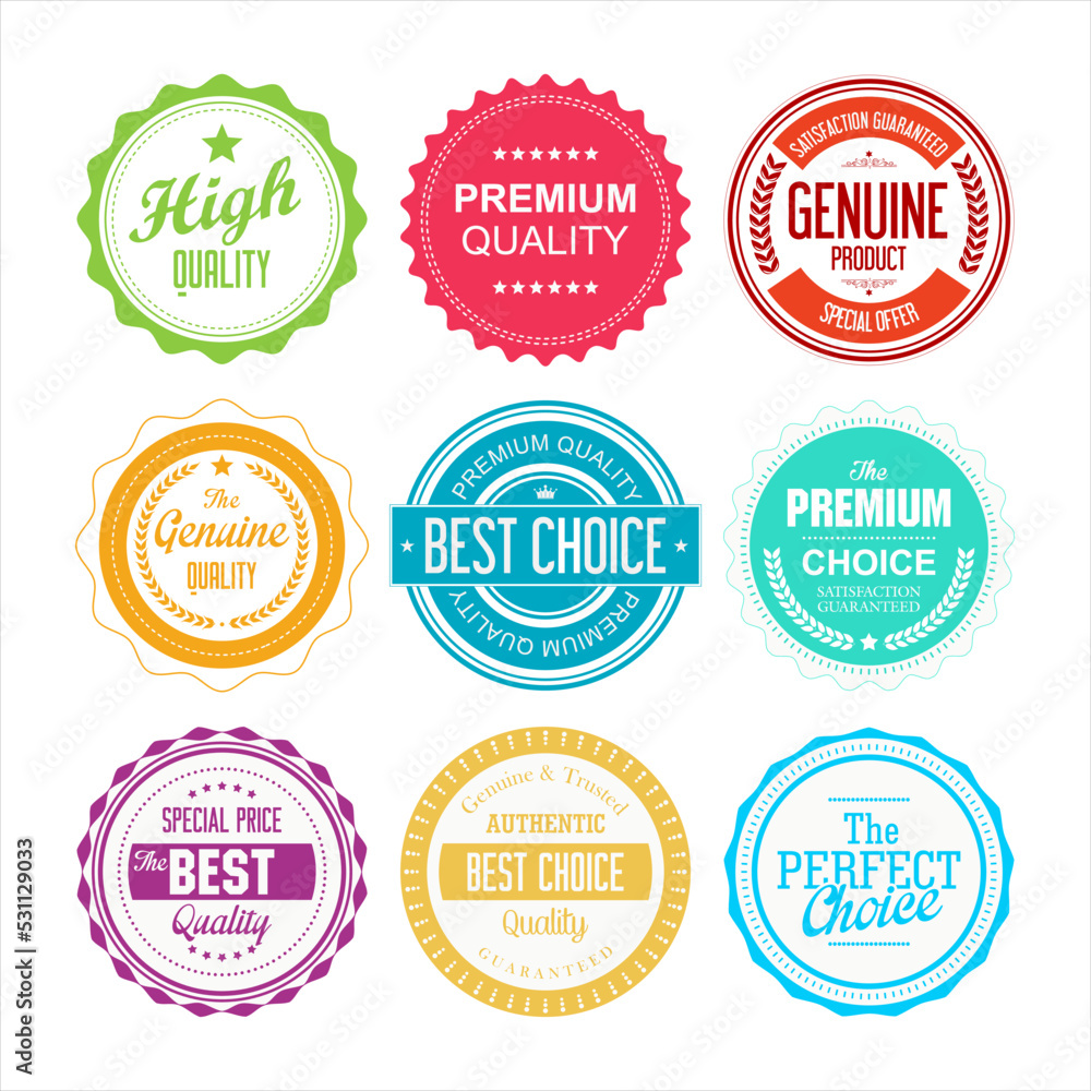 Premium quality colorful  badges flat design retro design vector illustration 
