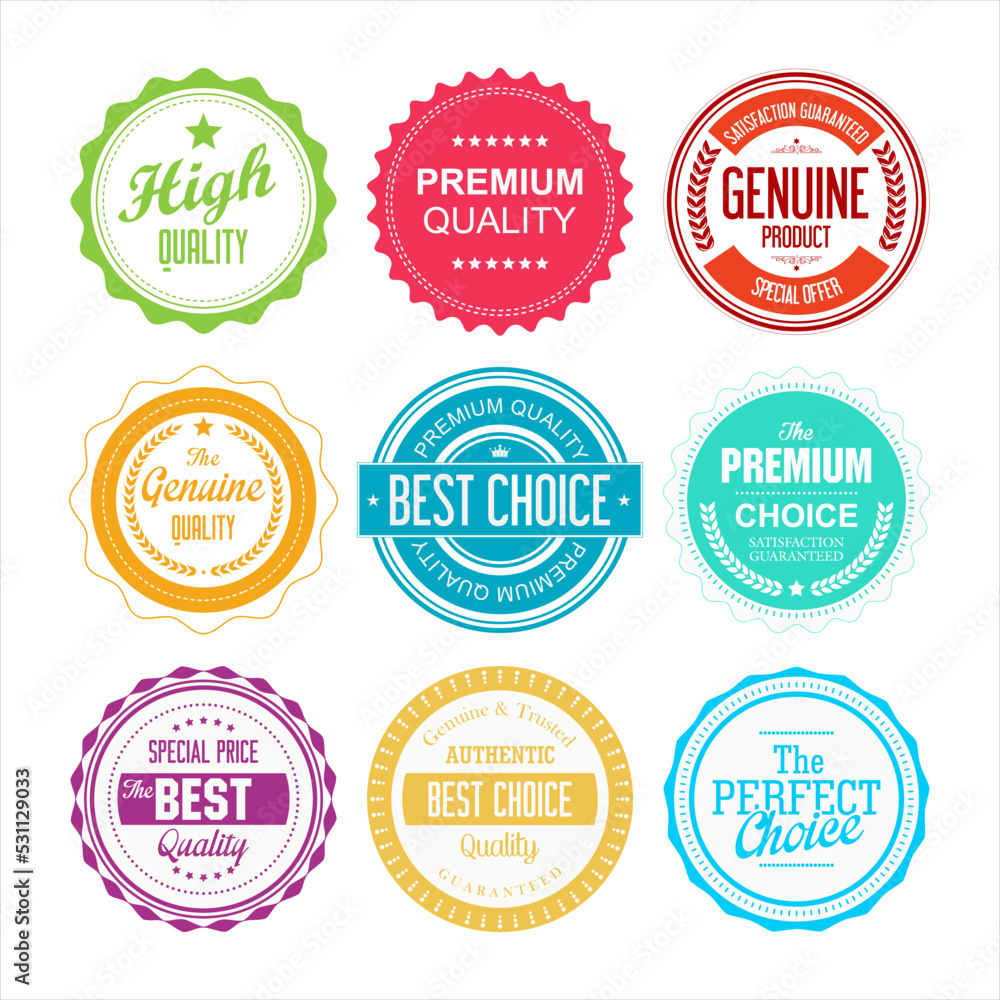 Fototapeta premium Premium quality colorful badges flat design retro design vector illustration 