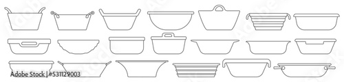 Bowl isolated outline set icon. Vector outline set icon basin. Vector illustration monster bowl on white background.