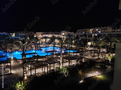 Iberotel Costa Mares in the evening. Egypt in the splendor of the evening. 
