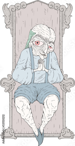 Creepy emperor in throne