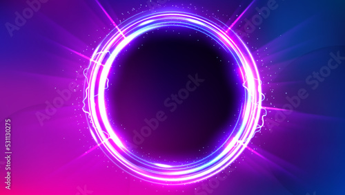 Violet Circle Hole Background, Elegant Violet Light Line. Widescreen Vector Illustration