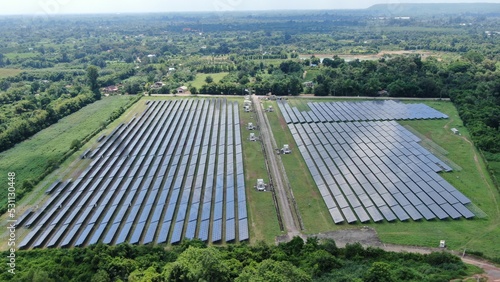 Wallpaper Mural Solar energy farm. Aerial view of a solar farm in Asia. Torontodigital.ca