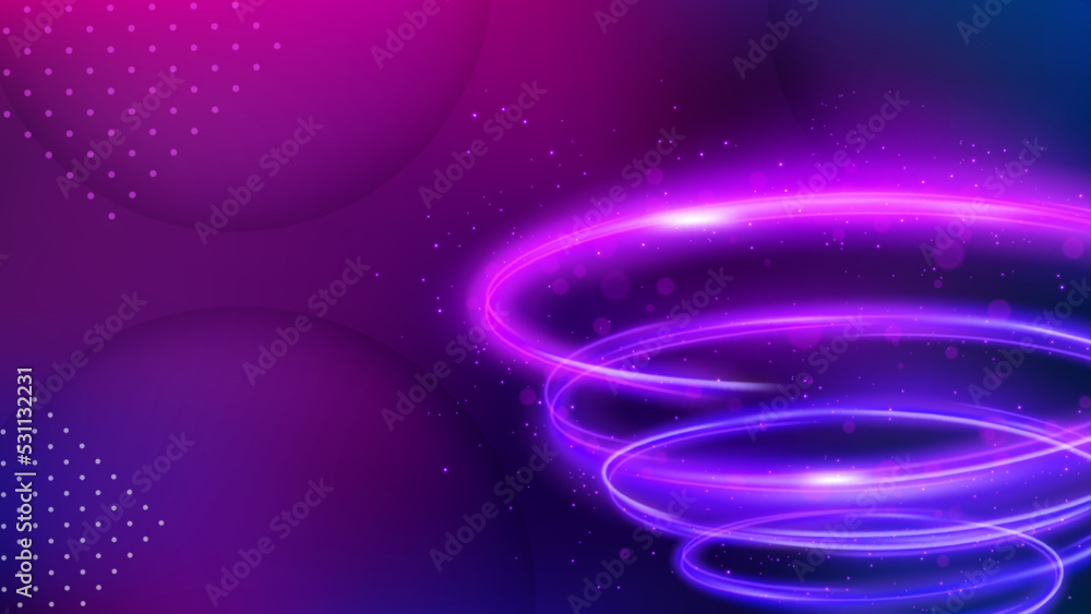 Fototapeta premium Light Trail Background, Elegant Violet Swirl Line Crossing. Widescreen Vector Illustration