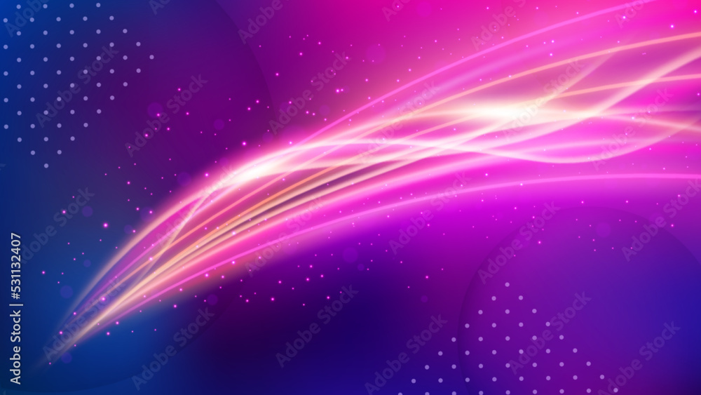 Obraz premium Light Trail Background, Elegant Line Crossing. Widescreen Vector Illustration