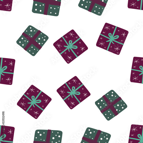 christmas gift boxes, seamless pattern with gift