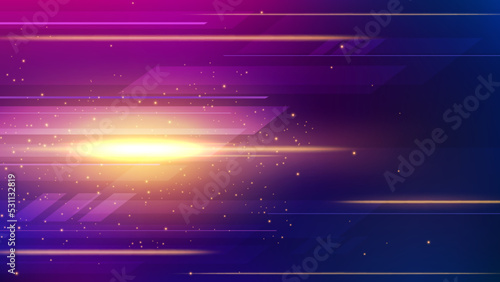 Golden Light Speed Motion, Widescreen Background, Vector Illustration