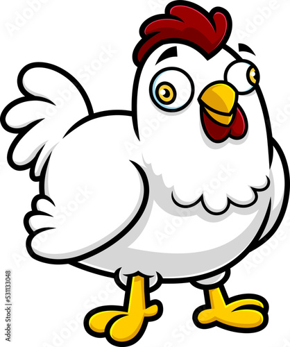 Cute Chicken Cartoon Character. Vector Hand Drawn Illustration Isolated On Transparent Background