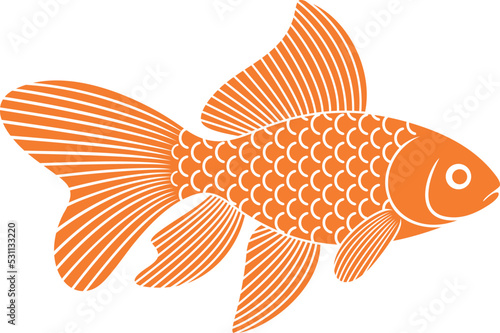 Gold fish logo. Isolated gold fish on white background