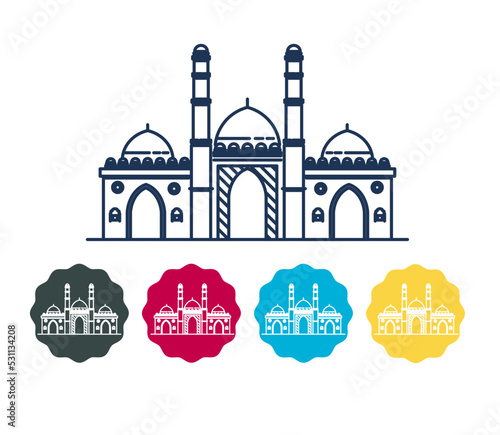 Ahmedabad City - Jhulta Minara Sidi Bashir Mosque -  Icon Illustration photo