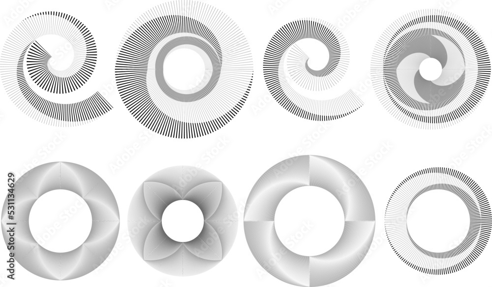 Lines in Circle Form . Spiral Vector Illustration .Technology round. Wave Logo . Design element . Abstract Geometric shape . Lines in Circle Form . Spiral Vector Illustration .Technology round. Wave Logo . Design element . Abstract Geometric shape .