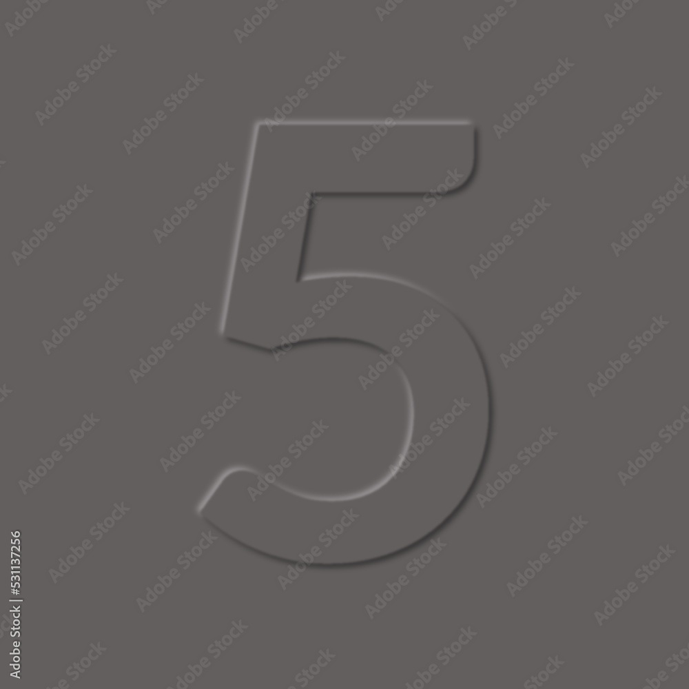 The number 5, five black sign in neomorphism design, 3d style. The number 5, five black sign in neomorphism design, 3d style.