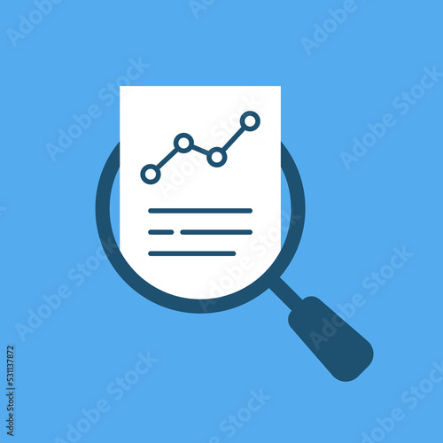 result monitoring like cartoon review with magnifier icon