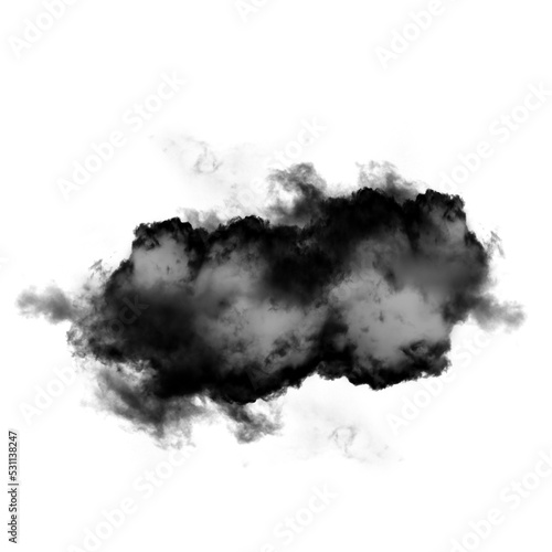 Black cloud isolated over white background 3D illustration