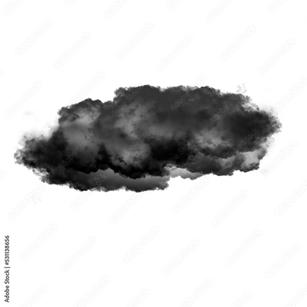 Fototapeta premium Black cloud isolated over white background 3D illustration