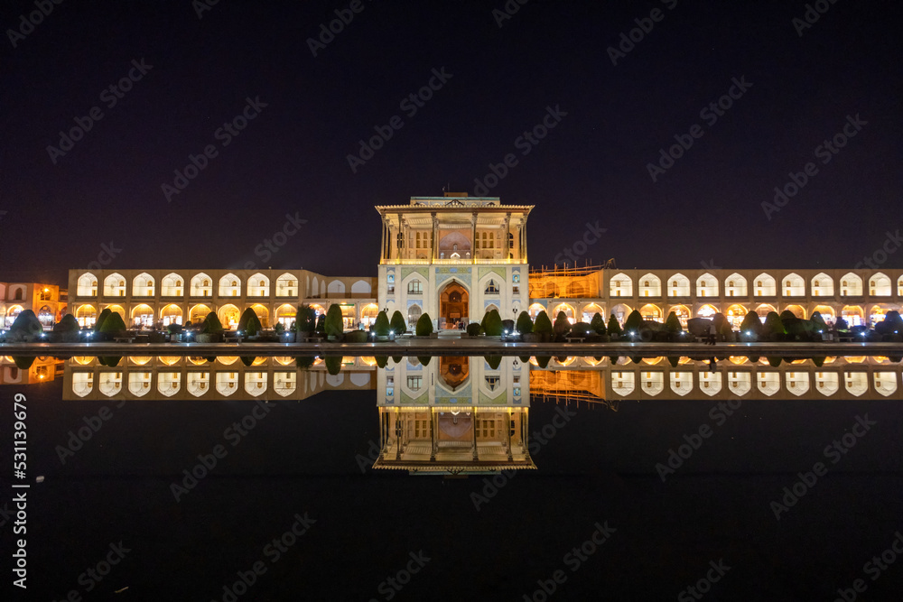 Reflections in one of the most beautiful squares in the world is in the city of Isfahan in Iran
