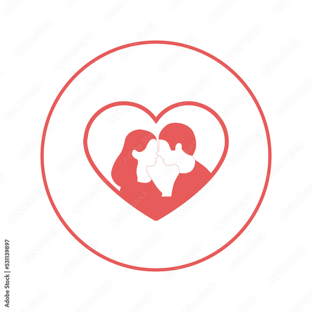 Romantic couple heart love icon | Circle version icon |
