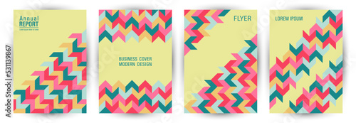 Corporate notebook cover template set A4 design. Modernism style material poster template set