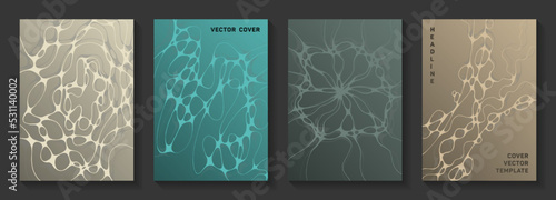 Cool dance party posters. Intersecting waves torrent textures. Futuristic brochure vector templates. Night party posters collection fluid curves graphic design.