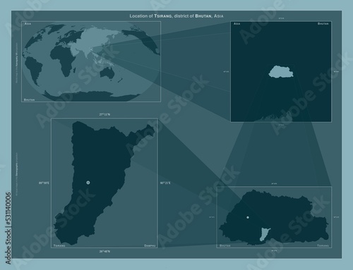 Tsirang, Bhutan. Described location diagram photo