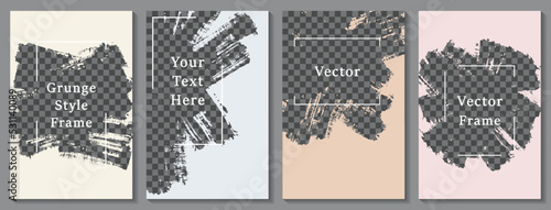 Brush stroke painted frame social media story post template set.