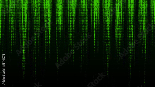 Green matrix on the dark background. Digital texture backdrop. Vector illustration.