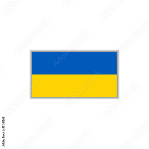 Ukraine flag with shadow isolated on white background