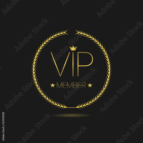 Vip member golden laurel wreath label