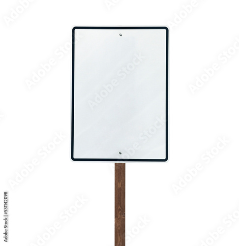 Blank white sign on a woode...