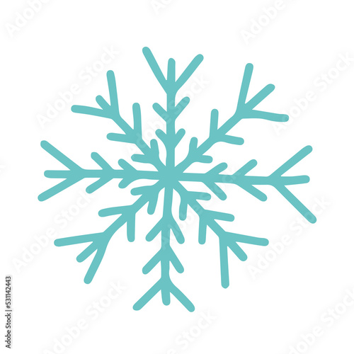 Doodle snowflake vector illustration. Hand drawn simple snowflake isolated.
