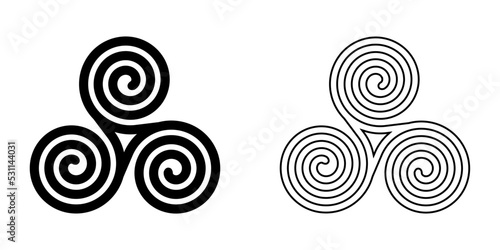 Triskelion Triskele Ancient Ornament Sign Symbol Icon Logo Vector Illustration Isolated on WhiteTriskelion Triskele