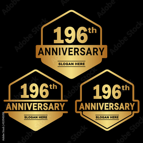 196 years anniversary celebration logotype. 196th anniversary logo collection. Set of anniversary design template. Vector and illustration.