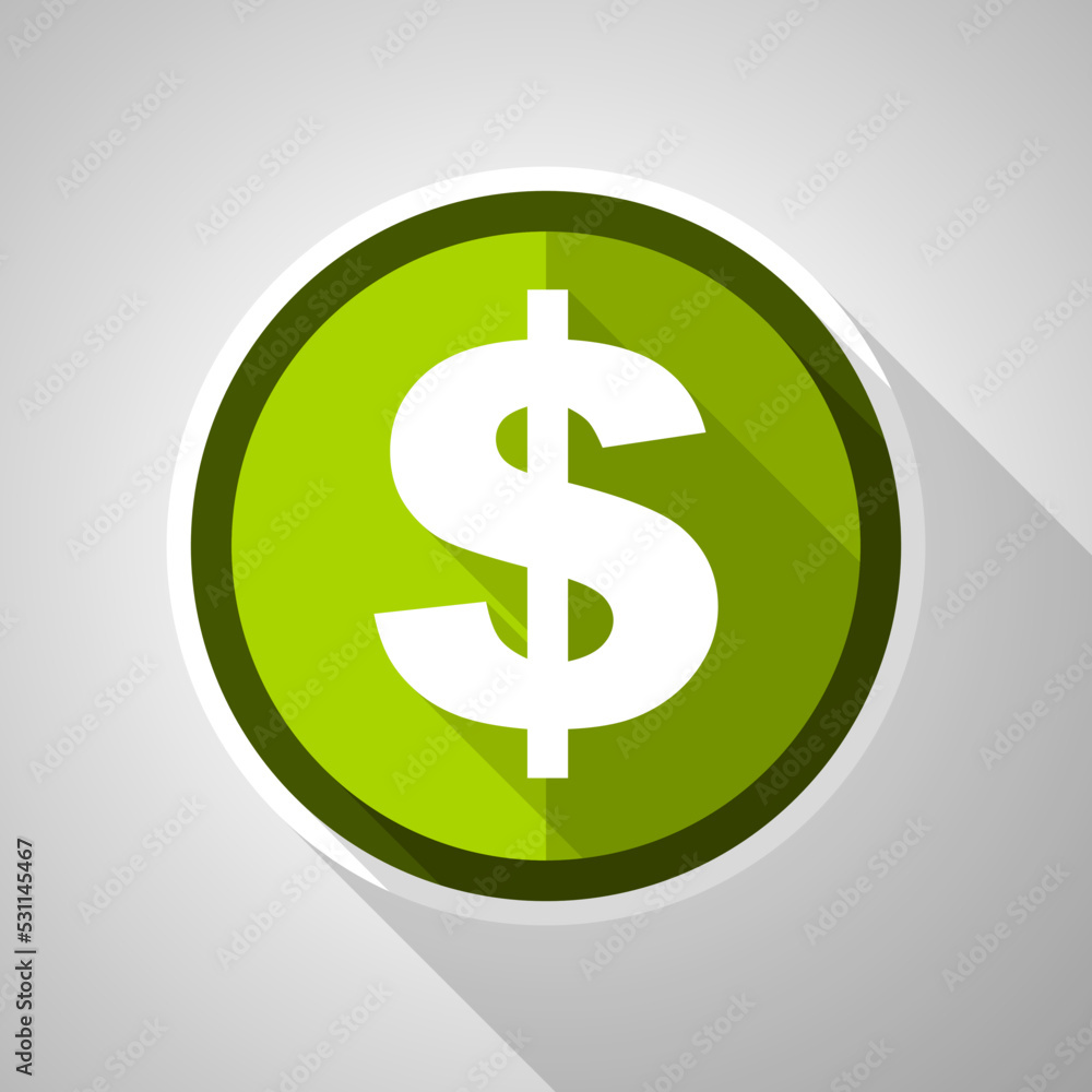 US dollar green vector icon, flat design business symbol US dollar green vector icon, flat design business symbol